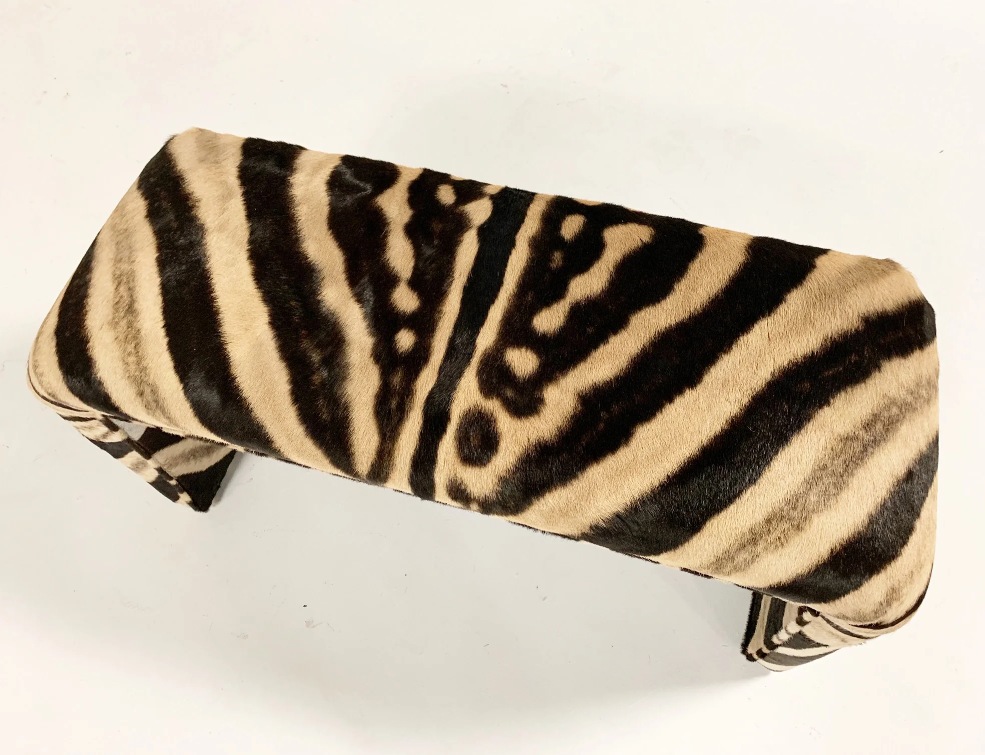 Vintage Waterfall Bench Restored in Zebra Hide - Image 5
