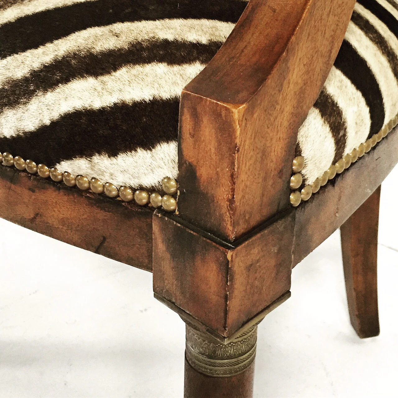 Walnut Barrel Chair in Zebra Hide - Image 2