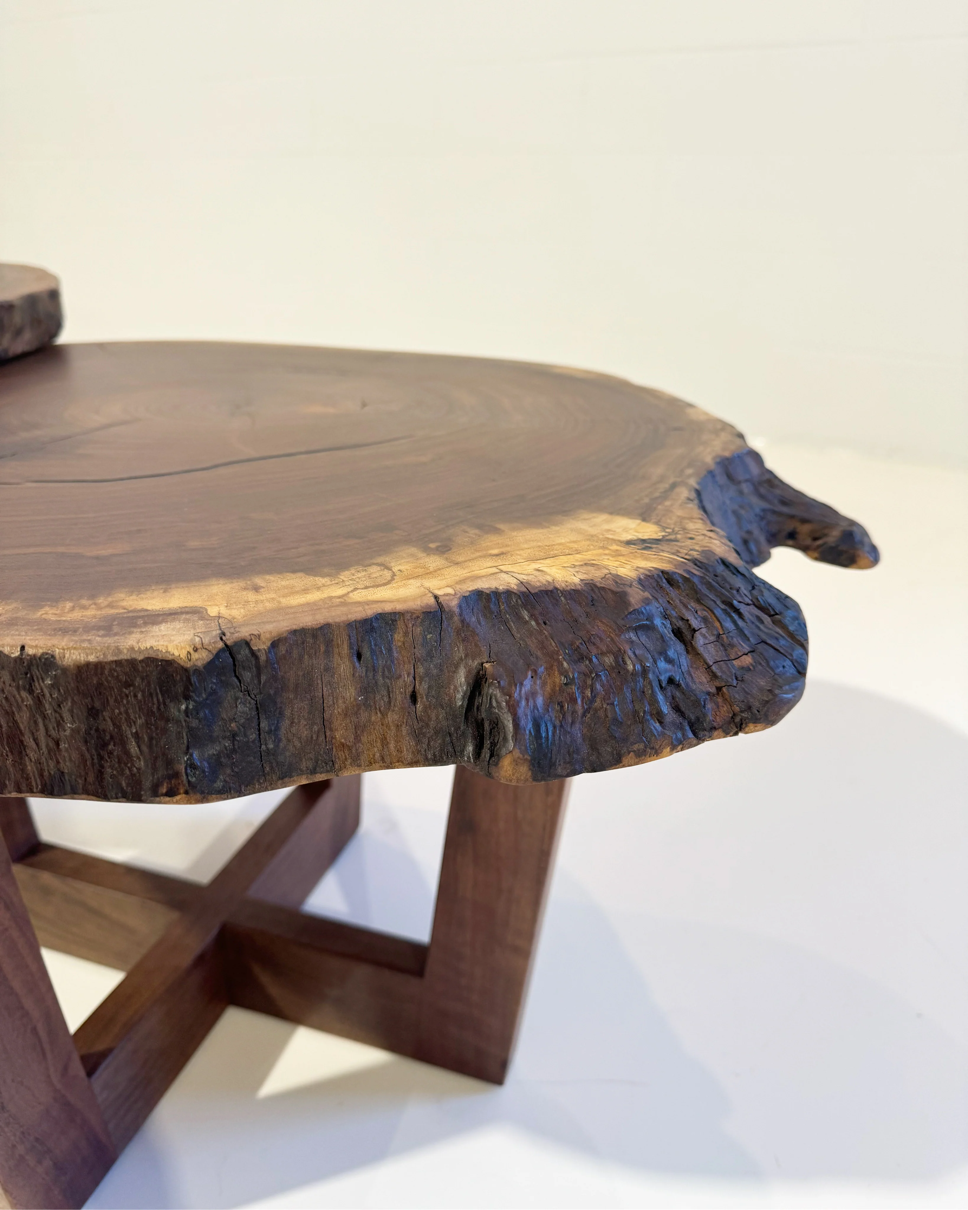 Walnut Burl Slab Nesting Coffee Tables, Pair - Image 3