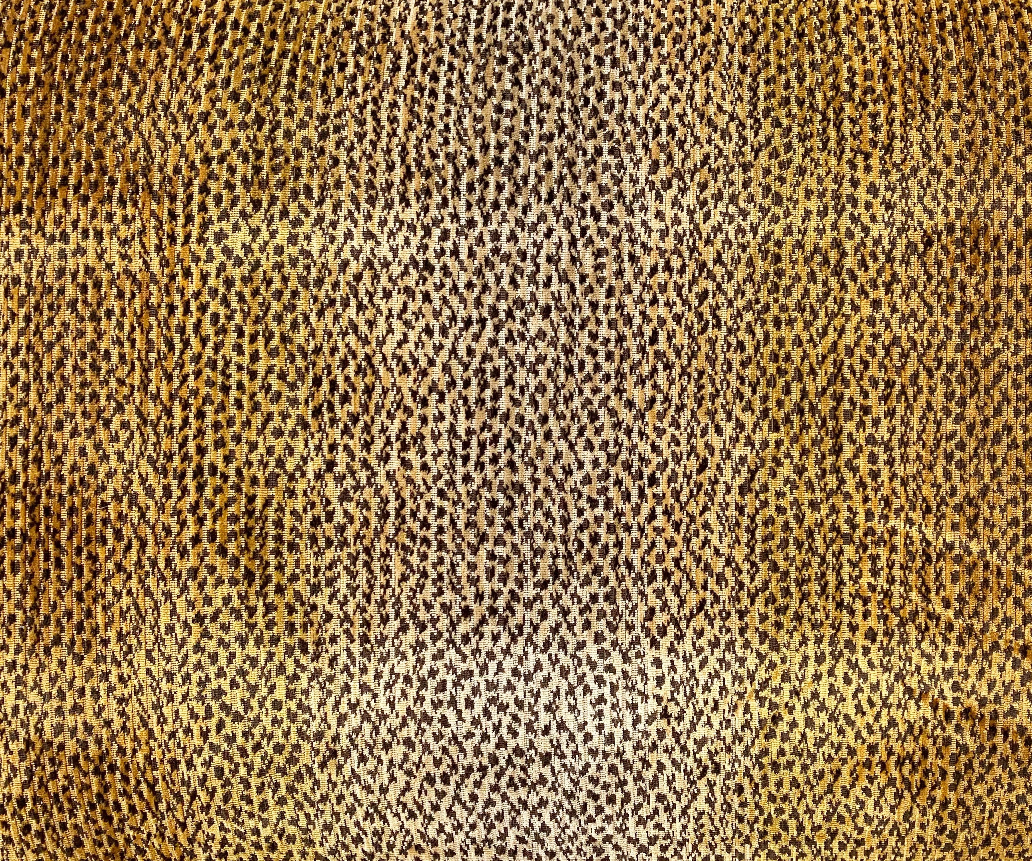 Walnut Ottoman in Clarence House King Cheetah Fabric - Image 2