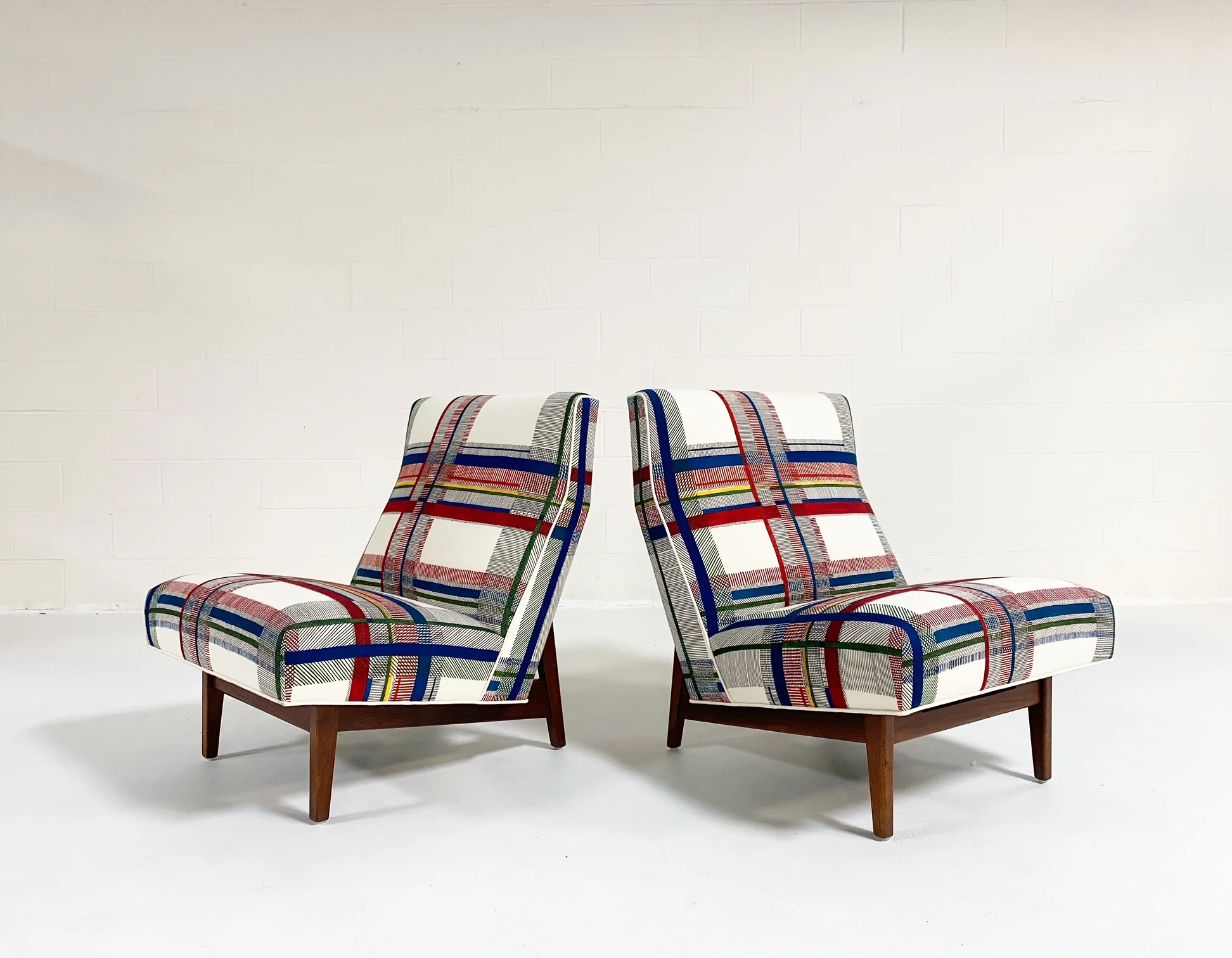 Walnut Slipper Chairs in Hermès Wool, ONE available