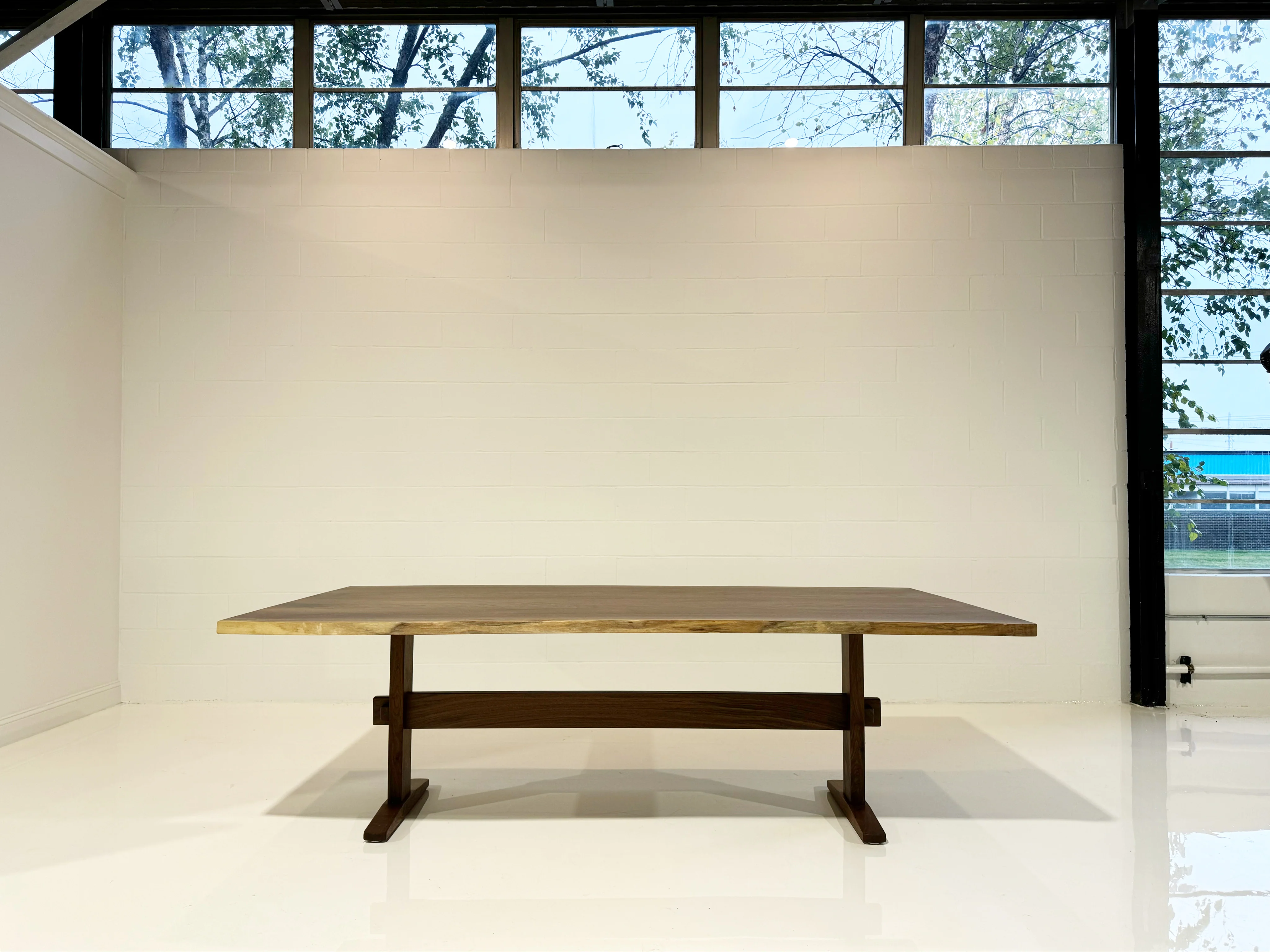 Walnut Trestle Dining Table - Image 4
