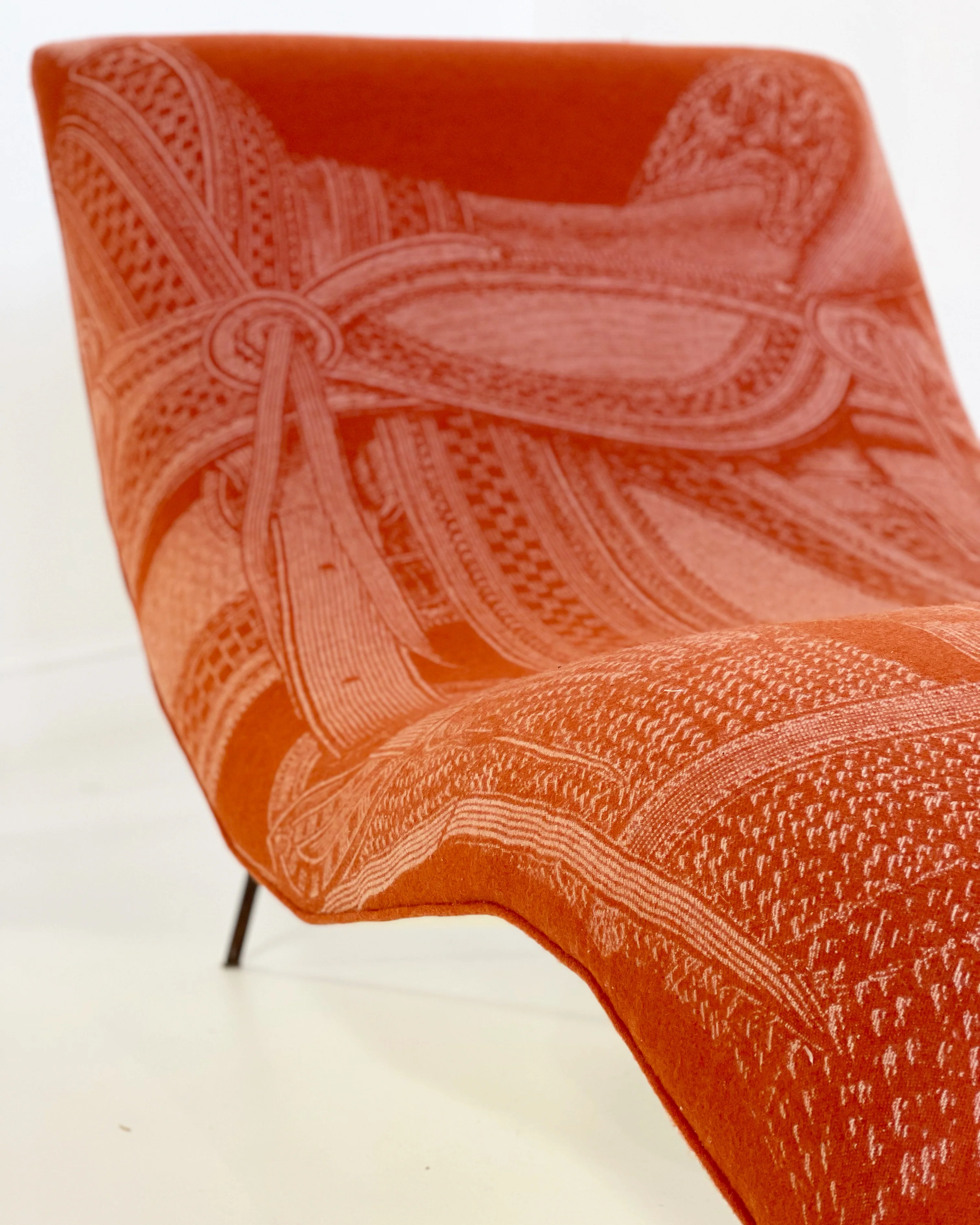 Wave Chaise Lounge in Hermès Blanket and Ivory Leather - Image 7