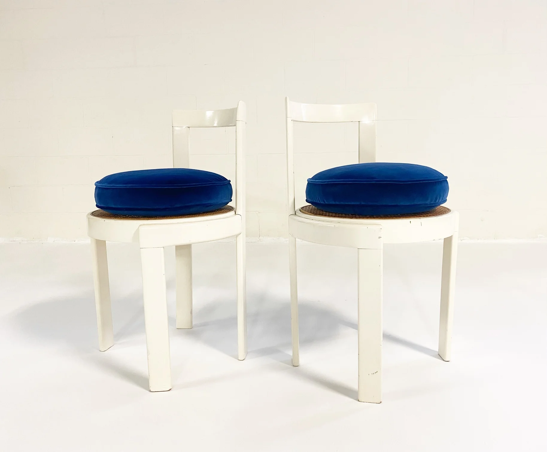 Lacquered Wood and Cane Side Chairs, pair