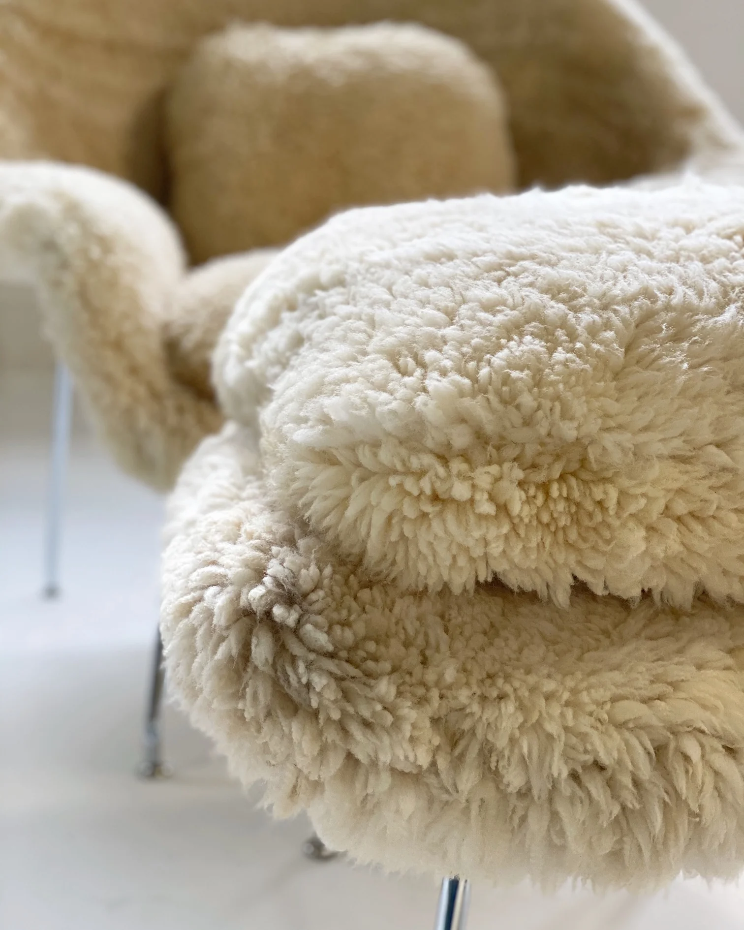 Bespoke Womb Chair and Ottoman in California Sheepskin - Image 10