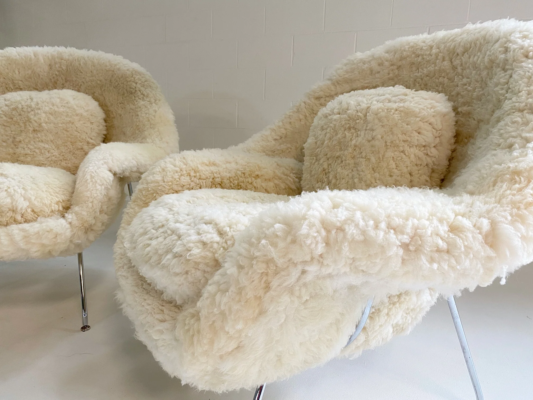 Bespoke Womb Chair and Ottoman in California Sheepskin - Image 11