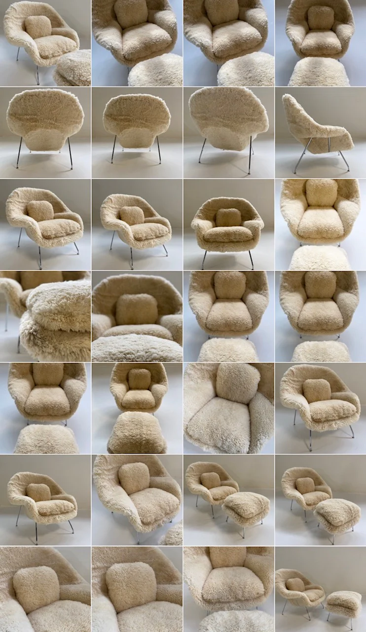 Bespoke Womb Chair and Ottoman in California Sheepskin - Image 13