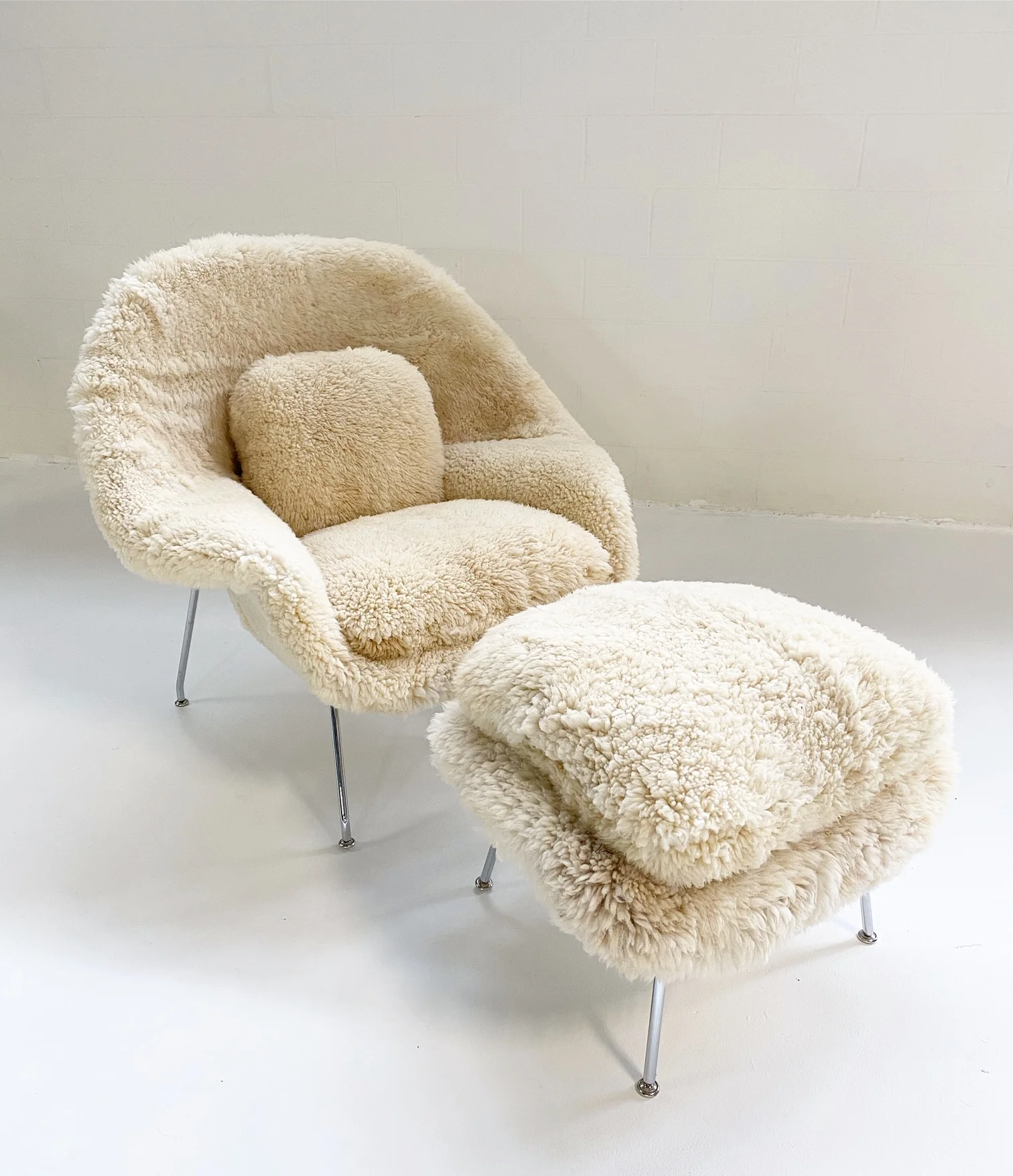 Bespoke Womb Chair and Ottoman in California Sheepskin - Image 8