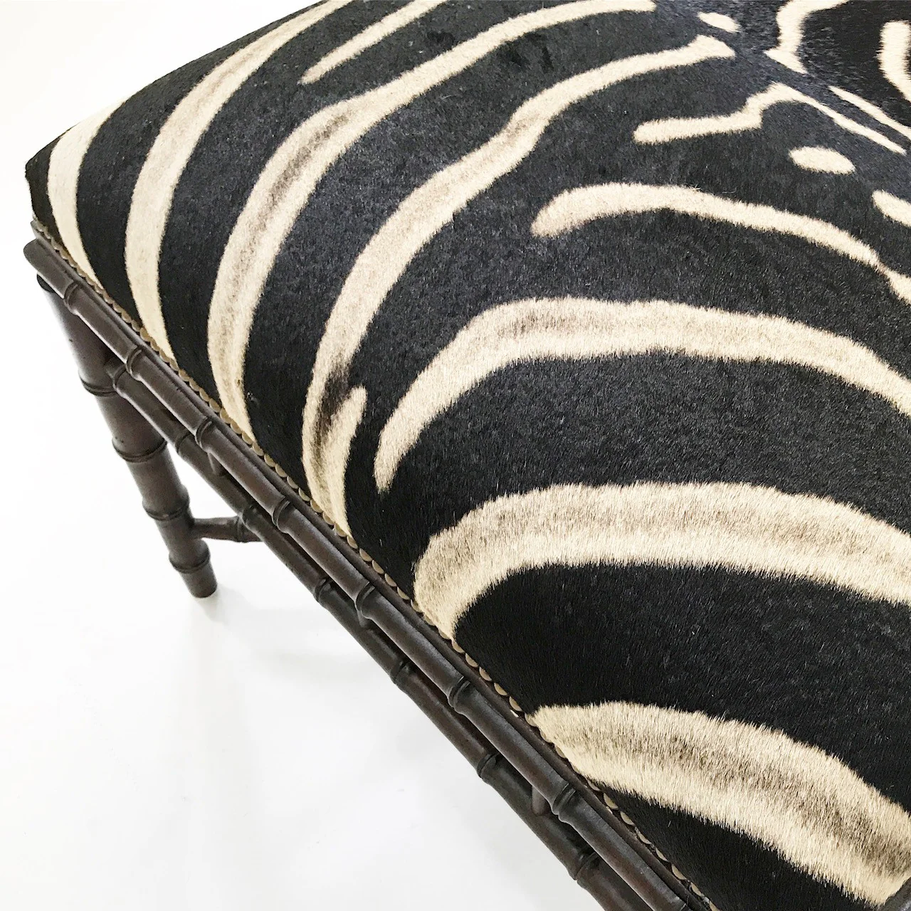 Chinoiserie Style Ottoman in Zebra Hide - Image 4