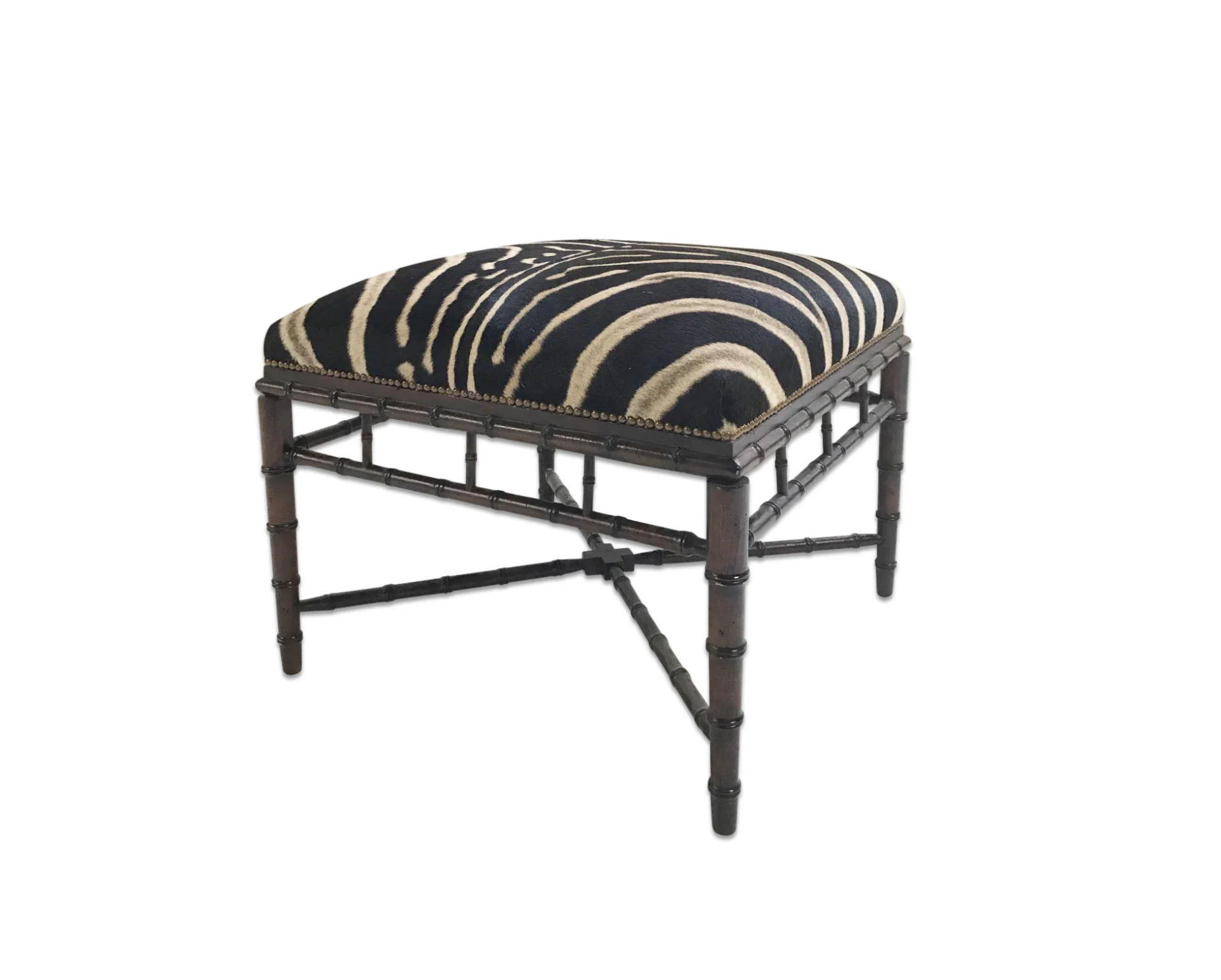 Chinoiserie Style Ottoman in Zebra Hide - Image 6
