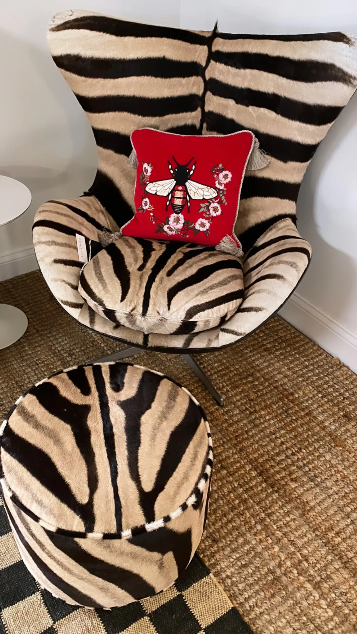 The Forsyth Pouf Ottoman in Zebra, Made to Order - Image 10