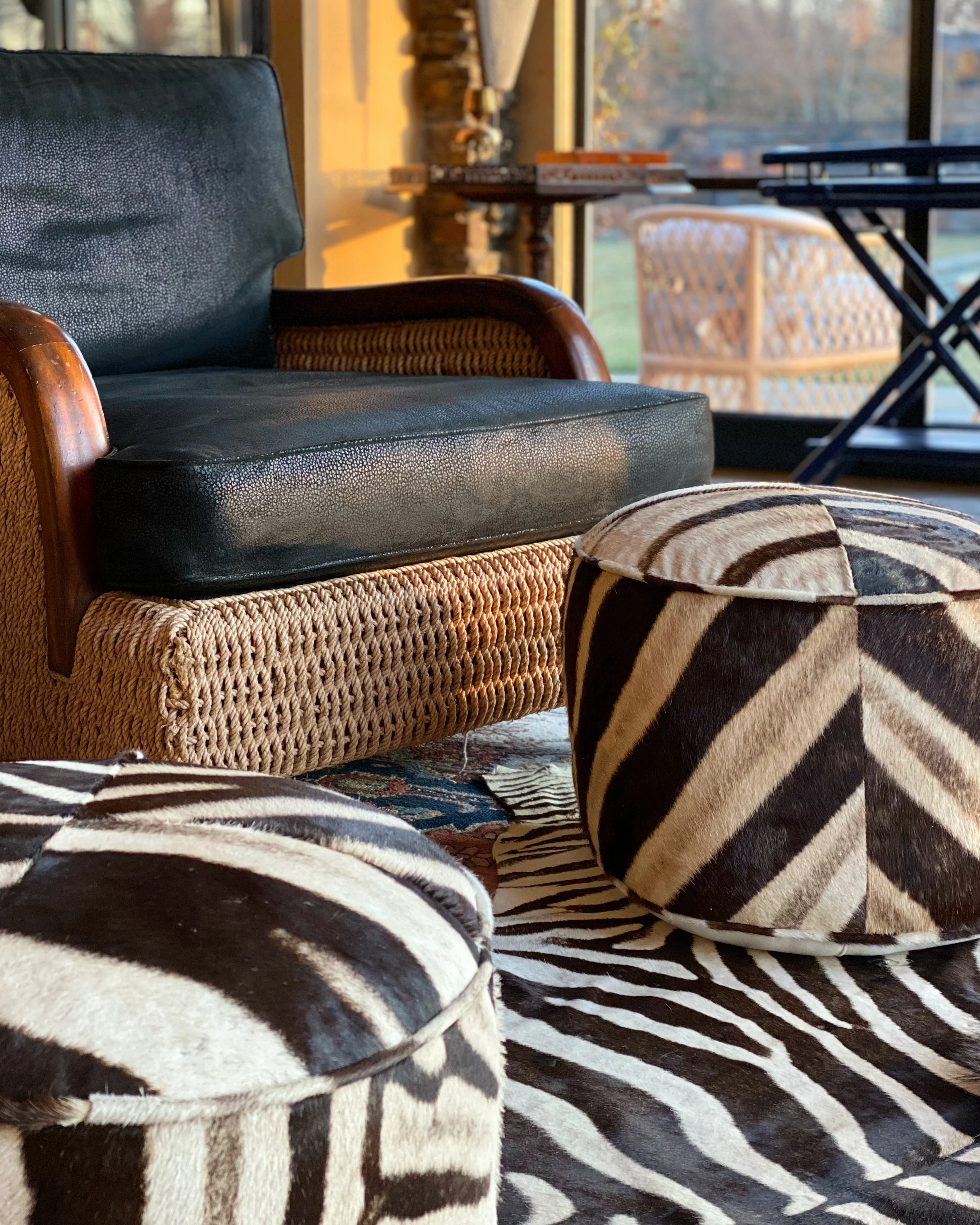 The Forsyth Pouf Ottoman in Zebra, Made to Order - Image 4